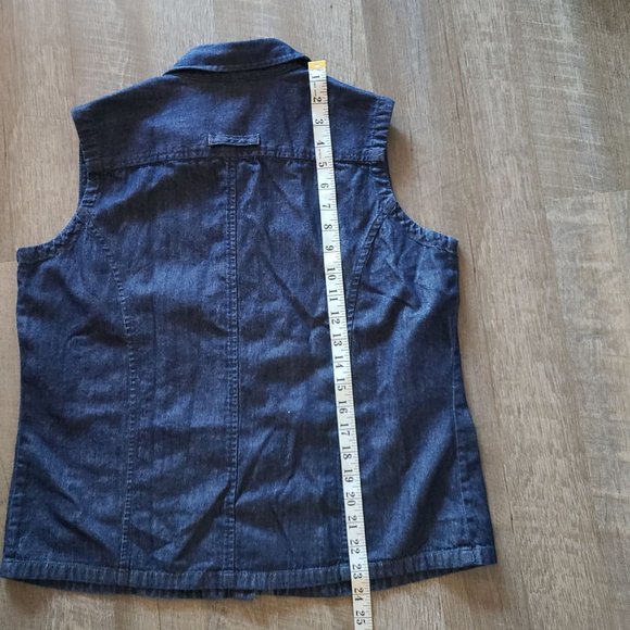 VTG Dockers Denim 100% Cotton Embroidered Vest Women's Size L - Picture 9 of 9